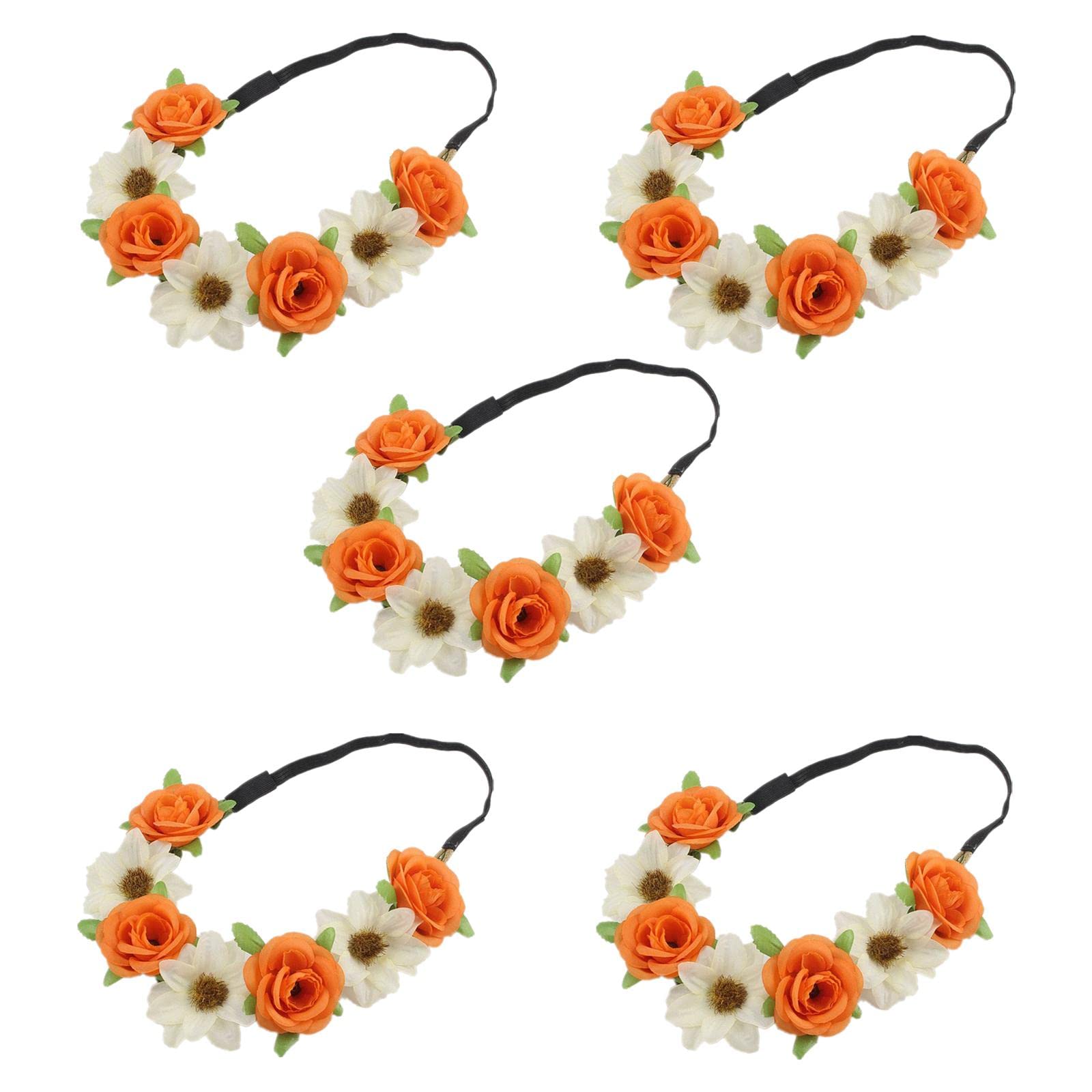 Enakshi® 5Pcs Headdress Flower Crown Bride Headband Wreath for Wedding Orange|Sporting Goods | Fishing | Clothing, Shoes & Accessories | Hats & Headwear-image-37