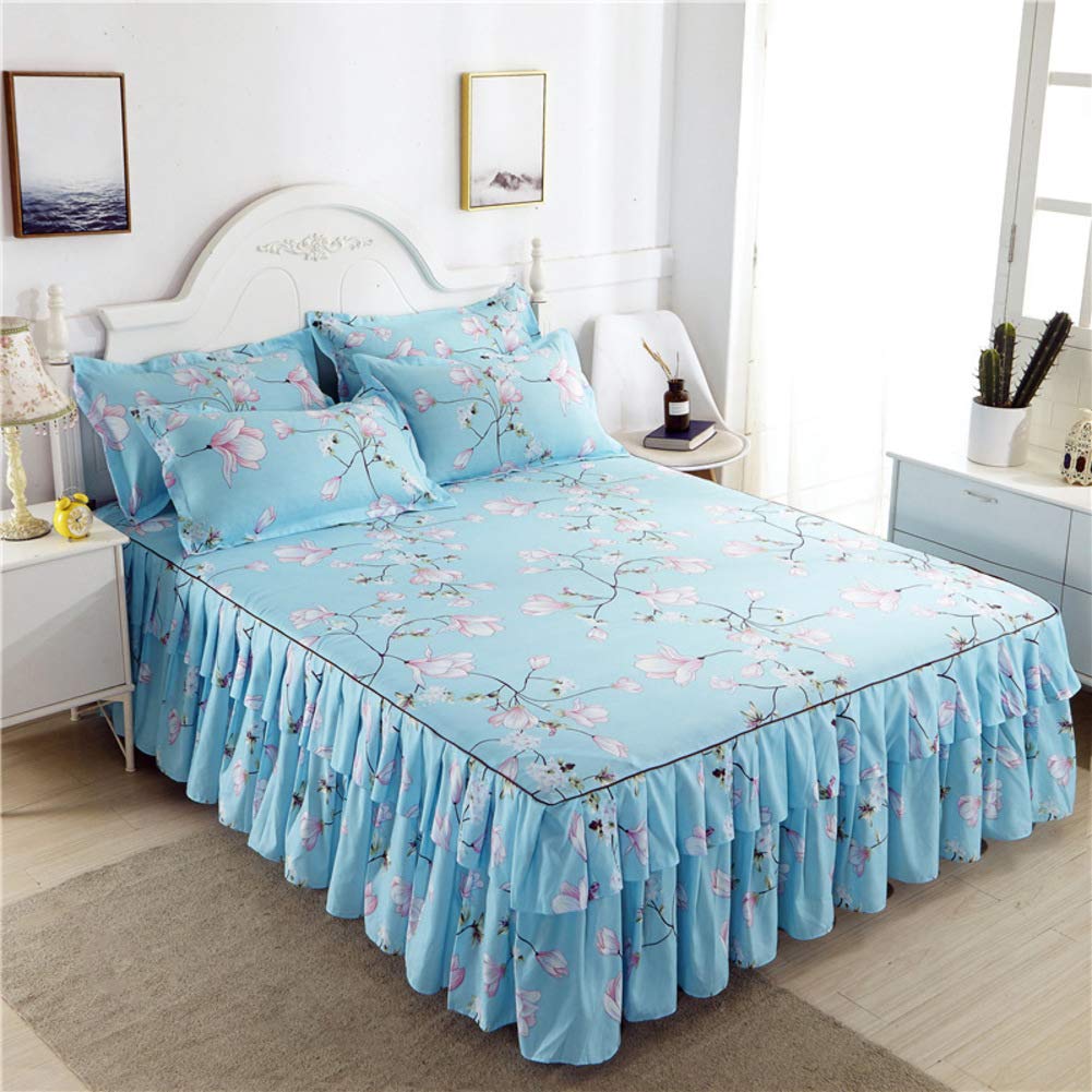 Couvre-lit princesse plissé anti-poussière et jupe de lit en dentelle ultra-douce avec taies