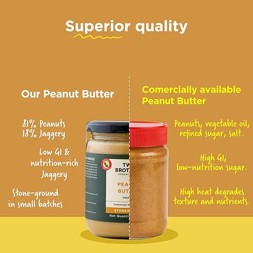 Miniatura 8 de Two Brothers Organic Farms - Mantequilla de maní crujiente de 16 onzas (17.64 oz) | Endulzada con Jaggery | Rico en nutrientes y minerales | Buena