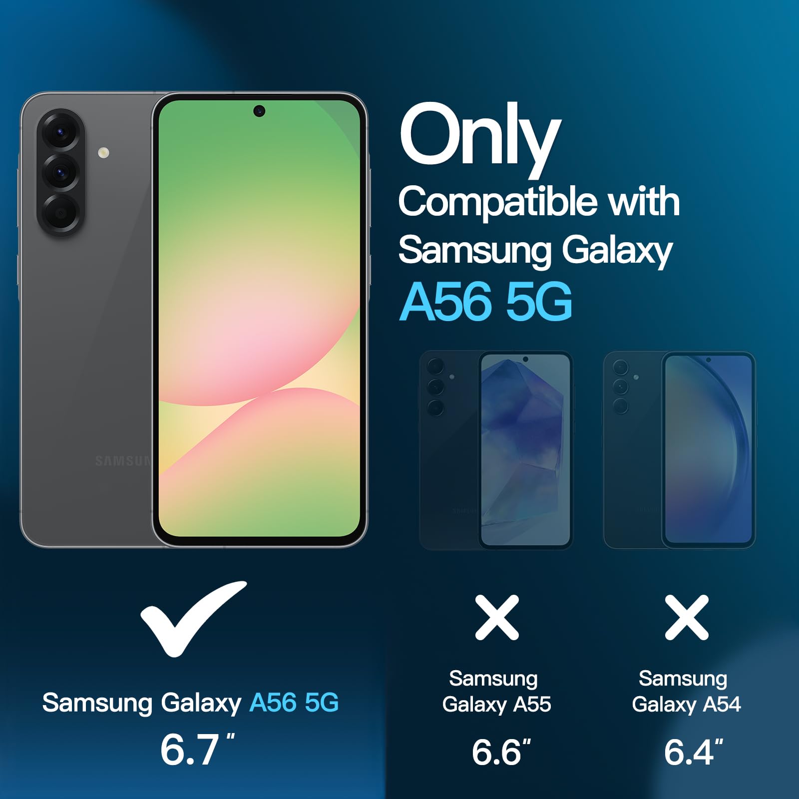 JETech 3 in 1 Cover Opaca per Samsung Galaxy A56 5G con 2 Pezzi Vetro Temperato Pellicola Protettiva, Traslucida Glassata Antiurto Cellulare Custodia con Protezione Fotocamera (Nero)