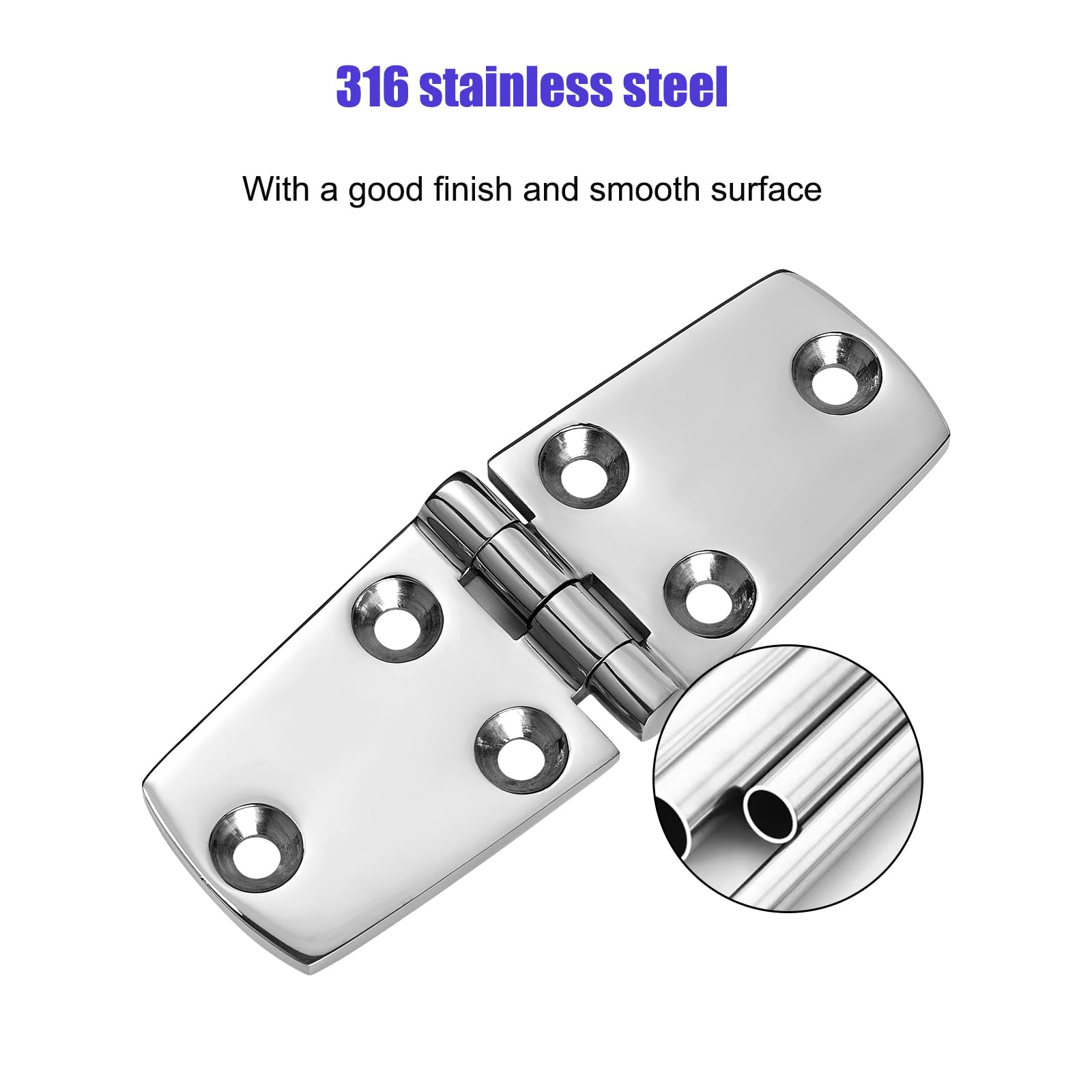 Wytrzymałe zawiasy do łodzi ze stali nierdzewnej, 102 x 38 mm, solidne zawiasy drzwiowe ze stali nierdzewnej 316, ze śrubami, 4 szt