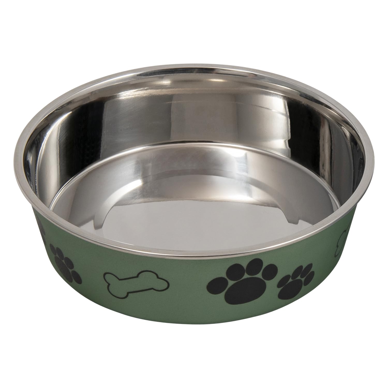 JACK AND VANILLA, Bon Appetit Ergonomic Stainless Steel Pet Bowl, Capacity 610 ml, Diameter 15 cm, Attractive Design, Easy to Clean, Green