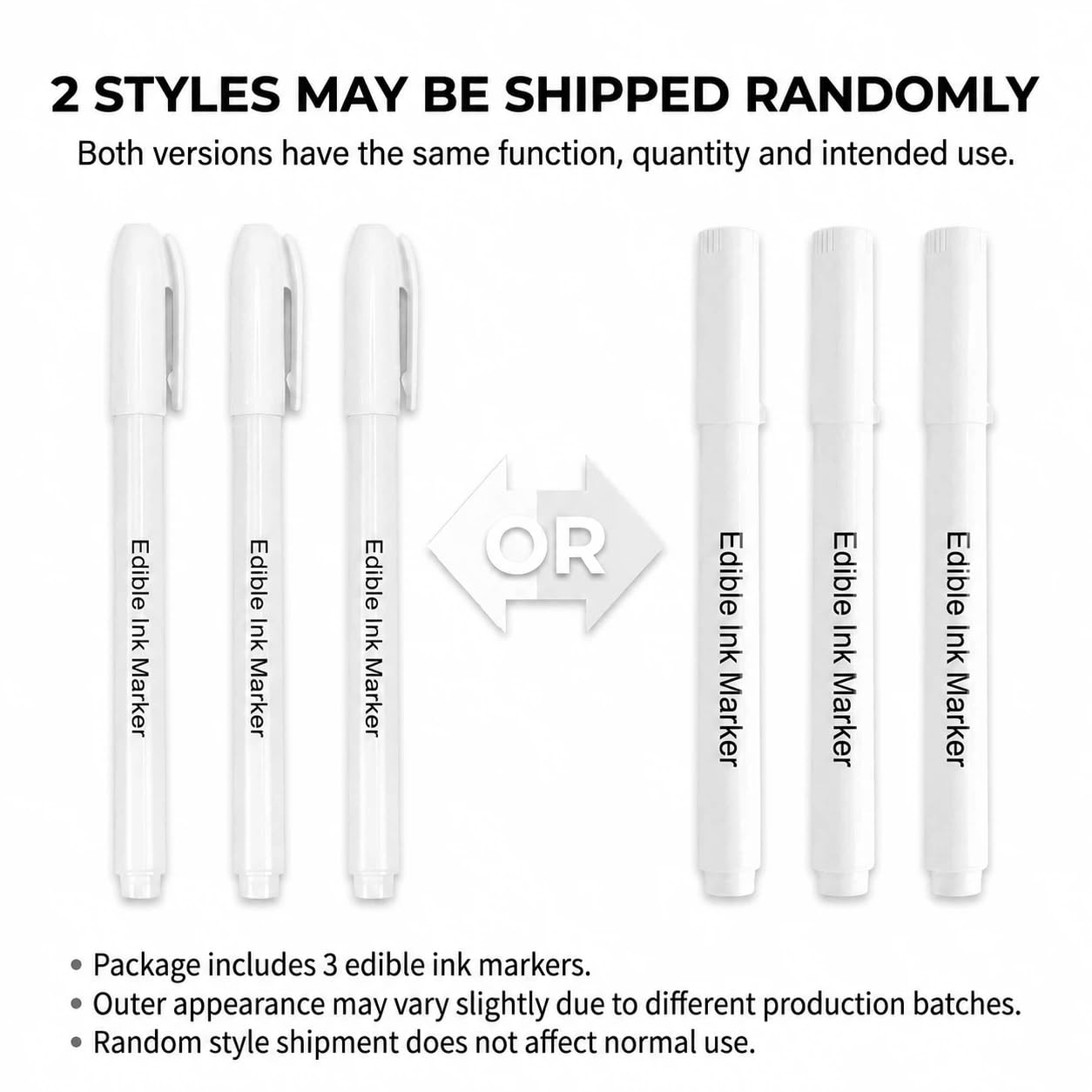 3 Rotuladores Alimentarios Blancos - Tinta Comestible para Decorar Pasteles, Chocolate, Fondant y Galletas - Especial para Superficies Oscuras