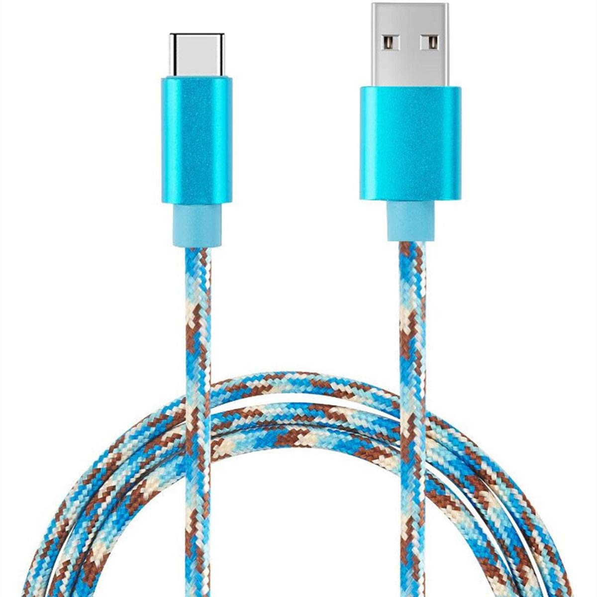 USB Type C Cable, Binguowang Nylon Braided USB Type C Long Cord Fast Charging Sync Cable for Samsung Galaxy S20 S10 S10E S9 S8 Plus Note 10 9 LG Google Pixel OnePlus,etc. (10FT Camo Blue)