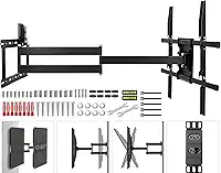 Suporte TV Articulado de Parede com Soquete e Braço Longo 85 cm,Suporte para TVs Planas e Curvas de 42-80 Polegadas, Movimentação, VESA 200x100 a 600x400mm, Até 45 Kg, Preto