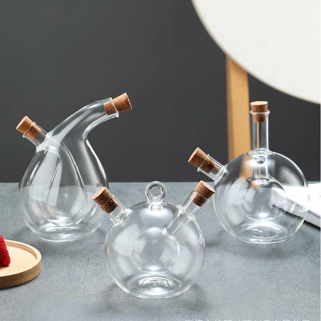 MRKU Öl- und Essigspender aus Glas, 2-in-1-Glasflasche für Öl und Essig zur vielseitigen Verwendung
