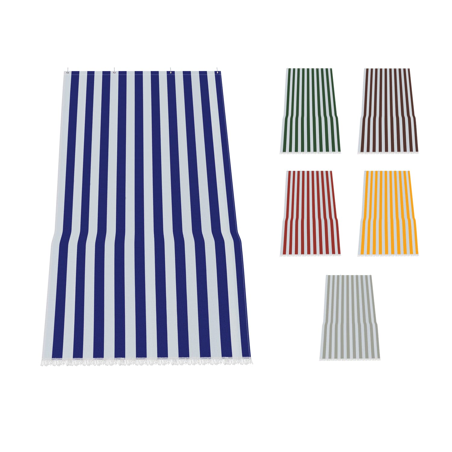 Toldo De Sombra A Rayas Marrón Y Blanco 150x290 Cm Con Kit De Ganchos Y Anillas - Resistente Al Sol Y Lluvia