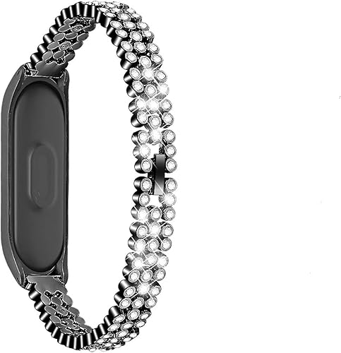 CYTSH Correa de muñeca para mujer con diamantes de imitación y purpurina de metal para Mi Band 5, 6, 4 y 3 (color A, tamaño para mi Band 6)