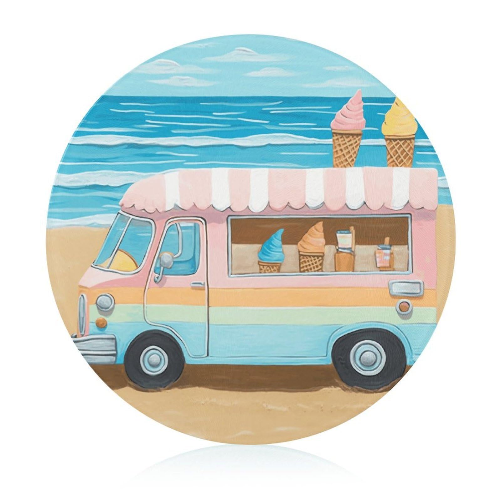 Tagliere rotondo per gelato estivo da spiaggia, facile da pulire, taglieri per cucina di grandi dimensioni 7,9, taglieri essenziali da cucina, comodo per carne e verdure