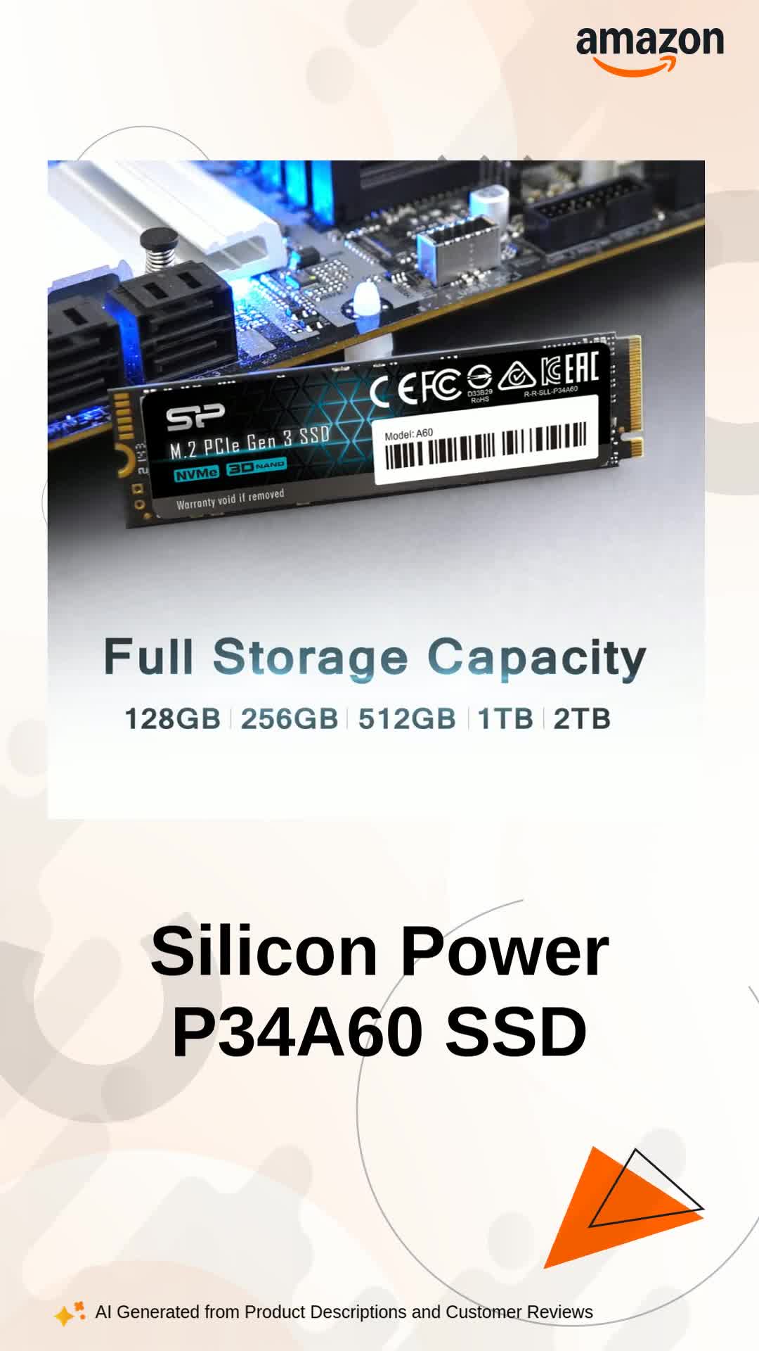 SP Silicon Power P34A60 512GB NVMe M.2 2280 PCIe Gen3 SSD