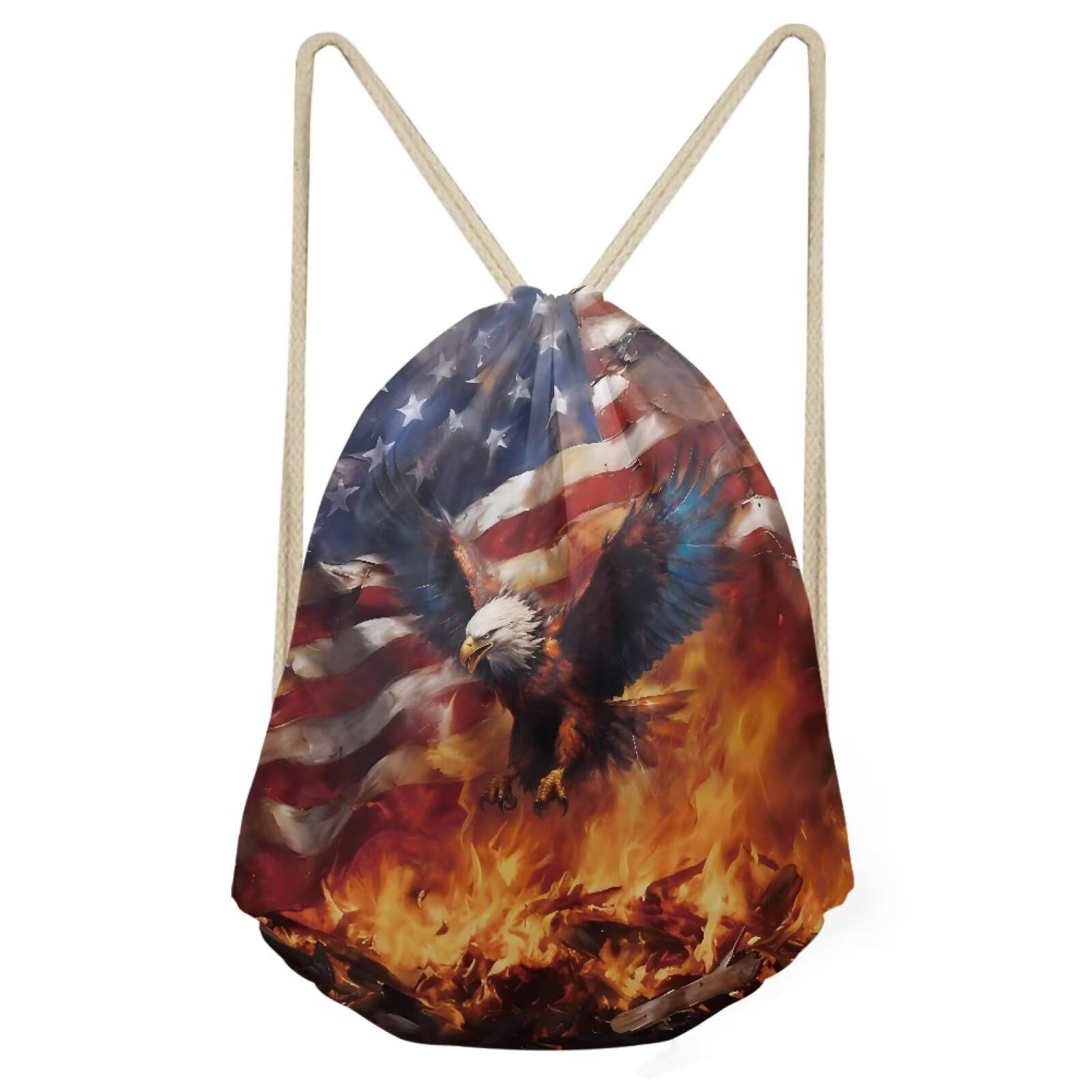 AFPANQZ American Flag Eagle Mens Womens Drawstring bags Drawstring Outdoor Travel Beach Shopping Gym Swim Bags