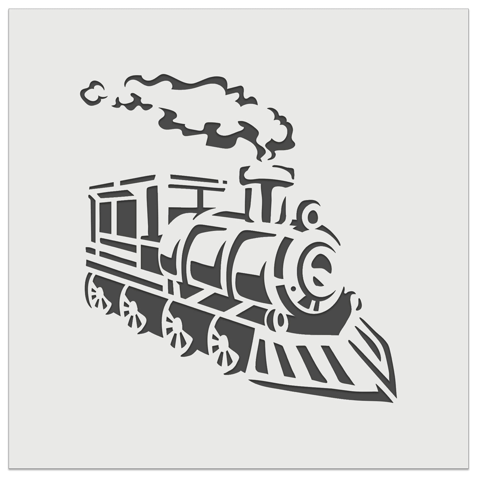 Train Steam Engine Locomotive Transportation Vehicle Wall Cookie DIY Craft Reusable Stencil - 11.5 Inch