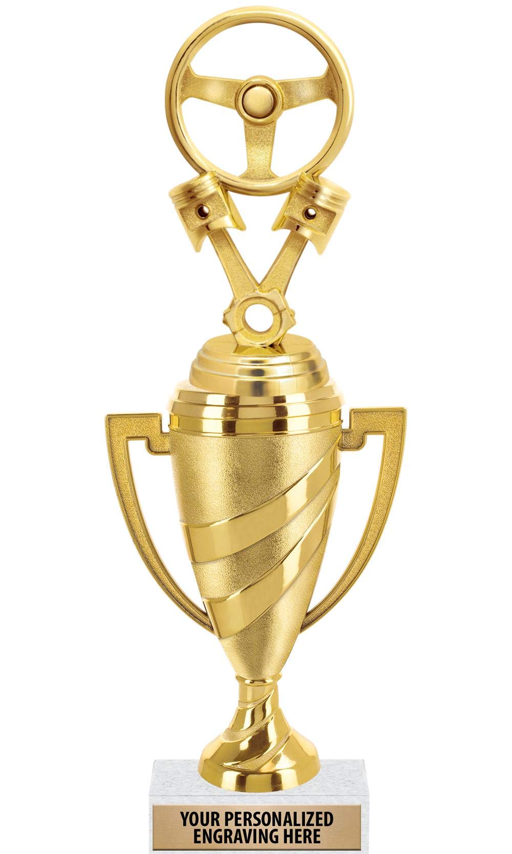 Crown Awards Auto Trophy, 11" Gold Cup Wheel and Engine Parts Trophy with Engraving Included
