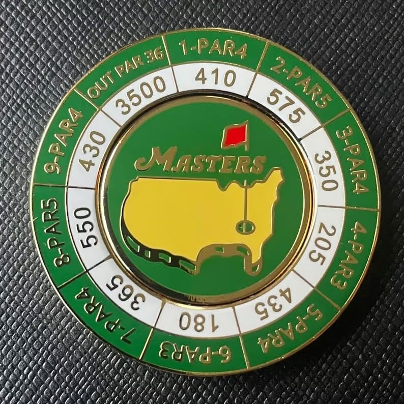Commemorative Golf Major Tournament Magnetic Coin and Ball Marker, The Masters Scorecard Golf Ball Marker, Magnetic Yardages Golf Ball Markers, Unique Golf Gift for Golf Lovers Golfer Men Women 1pcs