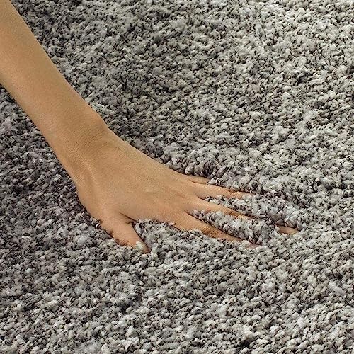Image of Solid Fluffy Rugs and Carpet for Hall and Drawing Room 5x5 Square Silver Color