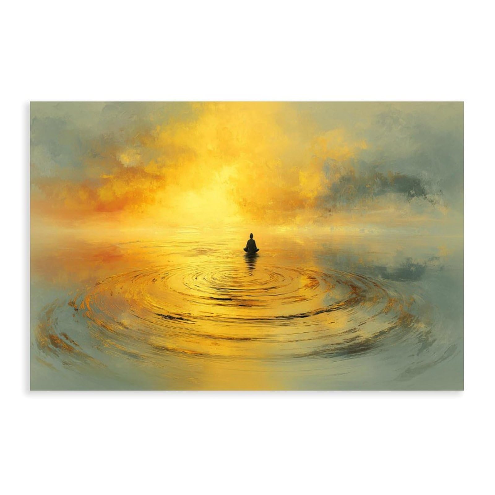 Pyberon Golden Buddha Statue Poster Canvas Poster Bedroom Decor Landscape Office Room Decor Gift 16" L X 24" W