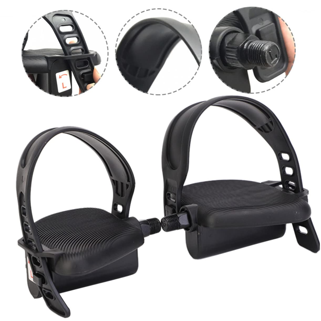 Fahrradpedale Ersatzteile aus Stahl und Gummi mit Rutschfestem Design und Einfacher Montage für Outdoor Heimtrainer und Fitnessräder