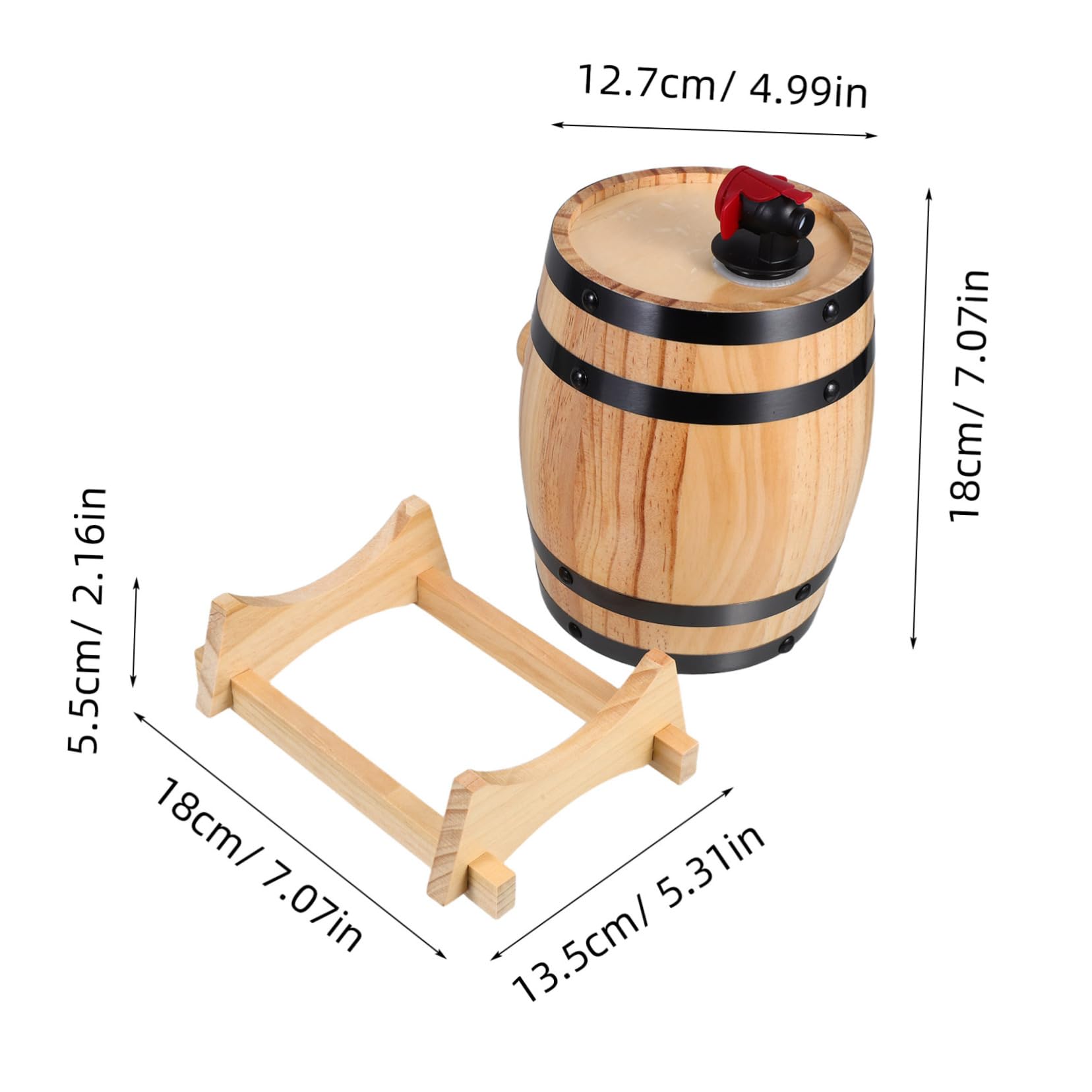 COLLBATH 1l Oak Wine Barrel Rustic Beverage Barrel Decor for Kitchen Whisky Maker