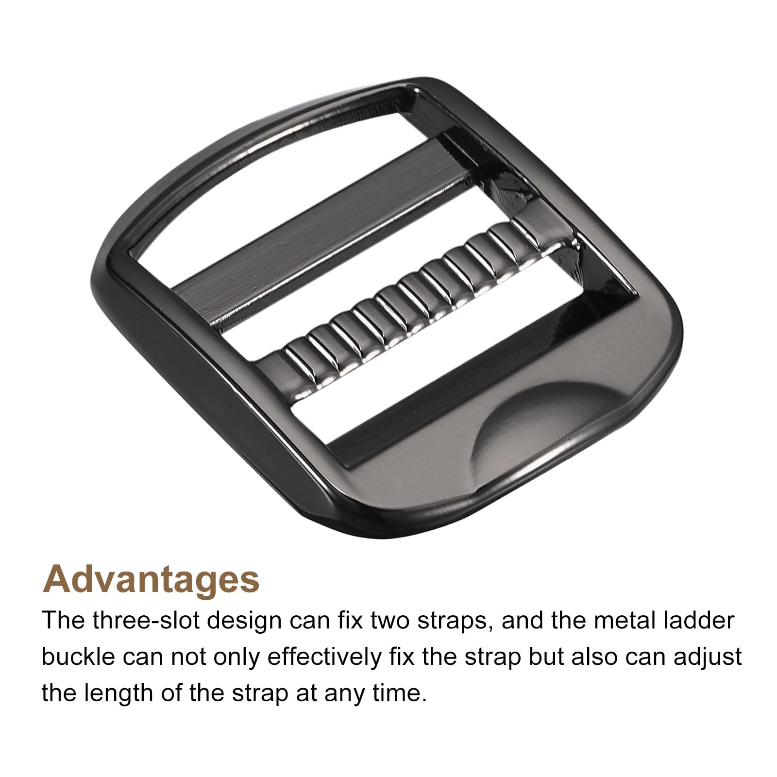 Uxcell Metal Ladder Buckle Slider Tri-Glider Metal Adjustable Buckles, 8pcs 25mm(1") Inner Width for Webbing Backpack Strap Gun-black - Image 3
