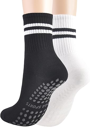 Calcetines de pilates para mujer, calcetines de yoga para Pure Barre Ballet Grippy Crew Sock Mujer