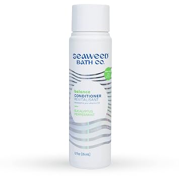 Seaweed Bath Co. Balance Conditioner, Eucalyptus Peppermint Scent, 12 Ounce, Sustainably Harvested Seaweed, Pro Vitamin B5, For Normal to Oily Hair