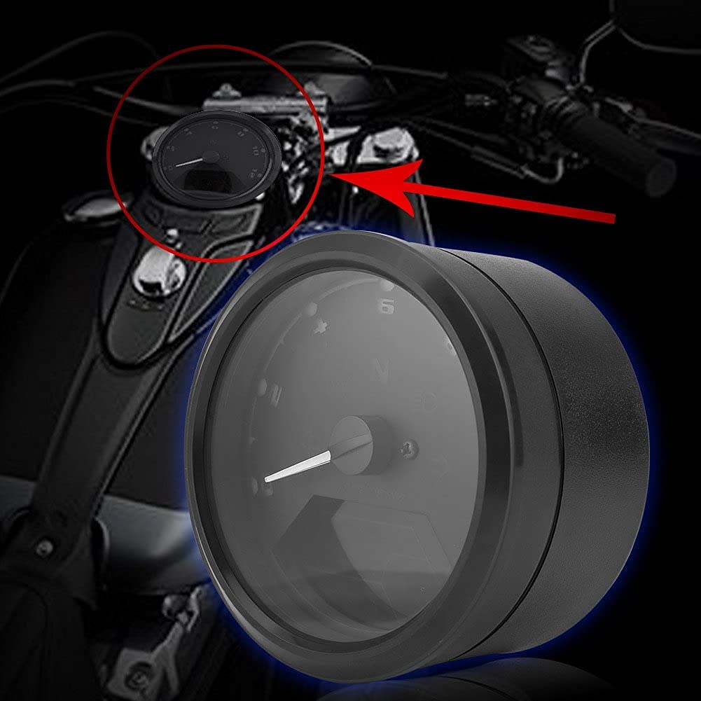 Aramox Compteur de Vitesse Numérique LCD 12000RPM, Tachymètre Odomètre pour Moto Scooter ATV, 12V DC, Noir, 93mm Diamètre, Affichage 0-199km/h