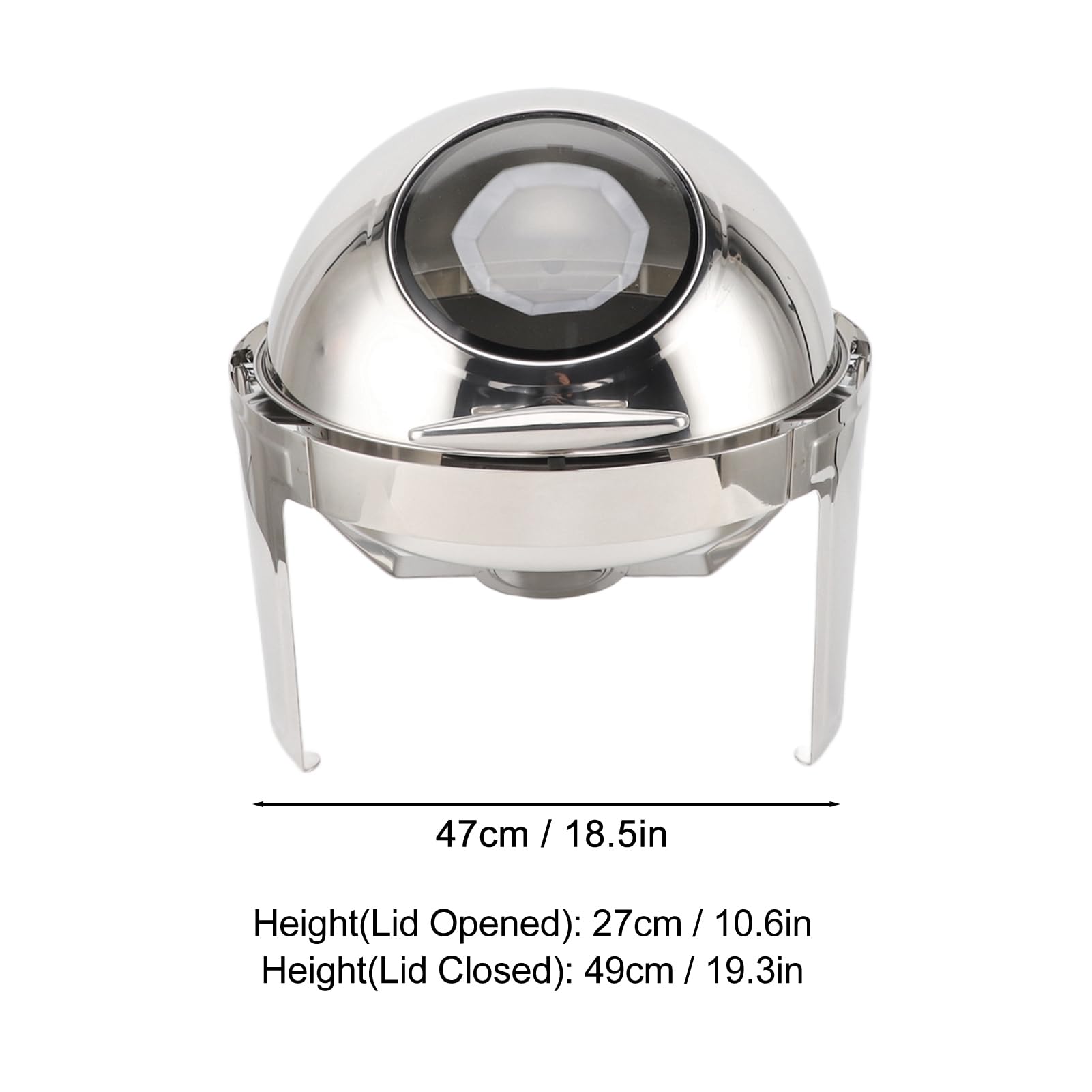Ejoyous Chafing Dish Buffet Set Acero Inoxidable Buffet Chafer 6L con Tapa de Vidrio Visible Calentamiento de Alcohol Calentador de Alimentos Redondo para Buffets Catering Hoteles Fiestas (1 sartén