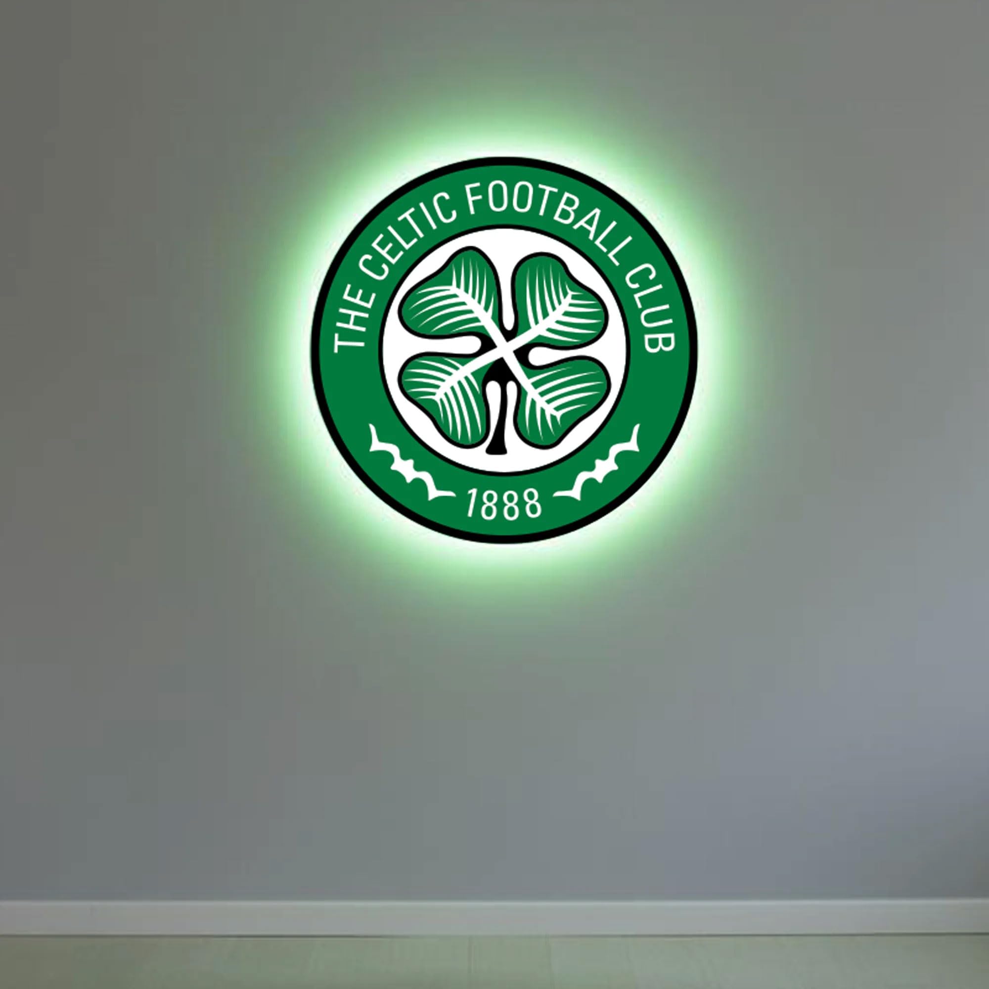 Themed Green Celtic Fc Crest Led Backlit Wallpop