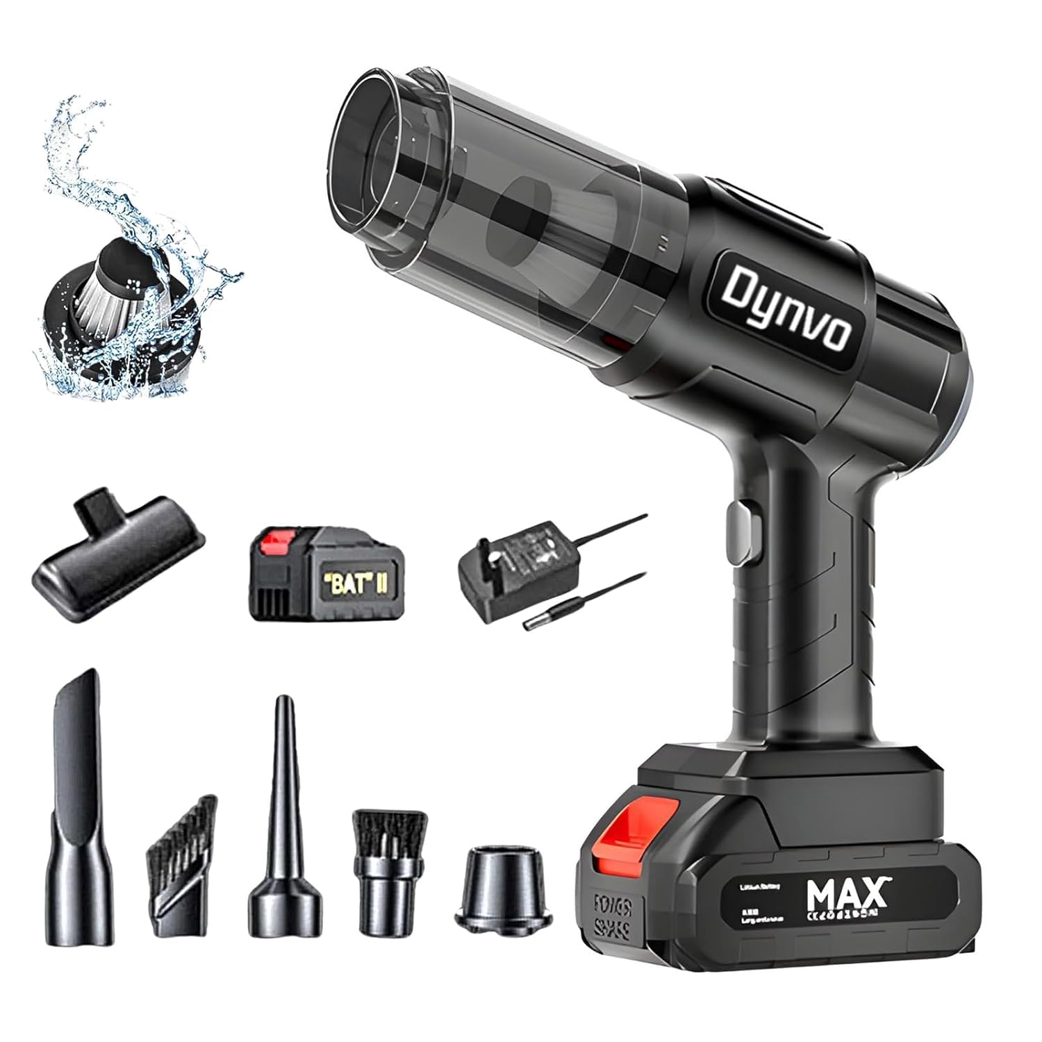 Dynvo 2-in-1 Portable Vacuum Cleaner with Blower | 21000pa Strong Suction Power with Reusable Filter | Rechargeable Battery | Lightweight Handheld Vacuum Cleaner for Car,Home,Office & Traveling