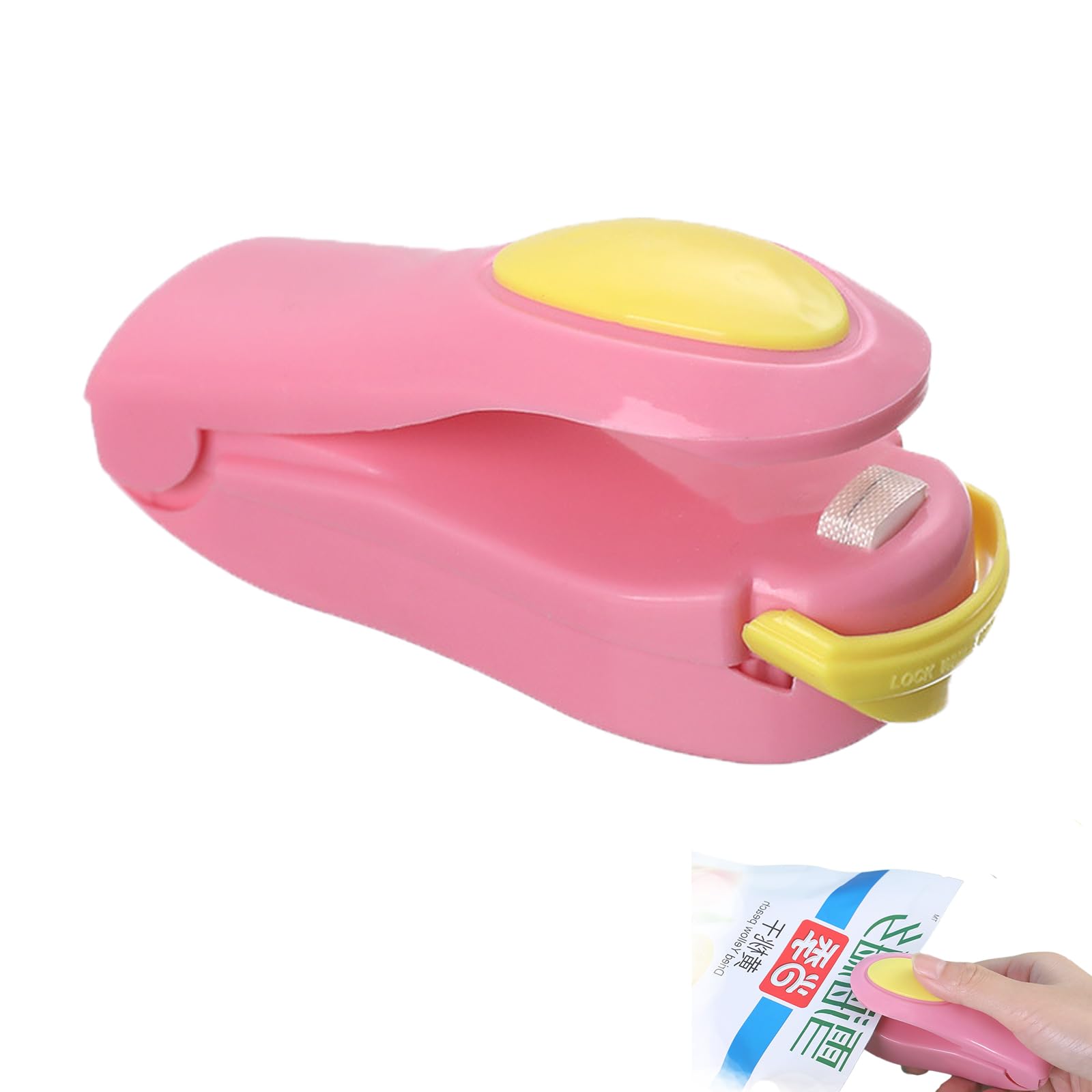 Mini Scelleur, Mini Scelleur Sac Plastique, Portable Scelleuse, Mini scellant thermique pour sacs de nourriture, Joint hermétique pour préserver la fraîcheur, Fonctionne avec piles (rose)