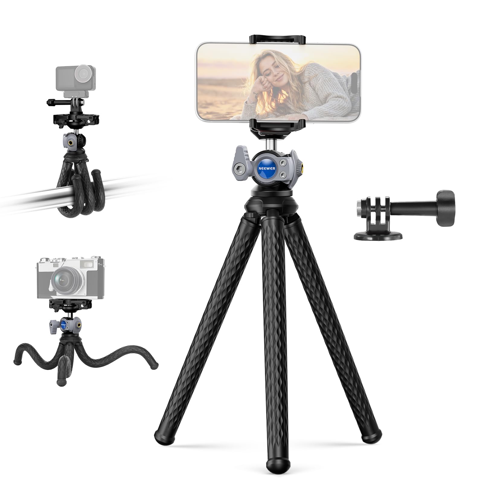 NEEWER Trípode Flexible Móvil,Pequeño Mini Webcam Soporte Escritorio Teléfono & Montaje Cámara Acción Compatible con iP…