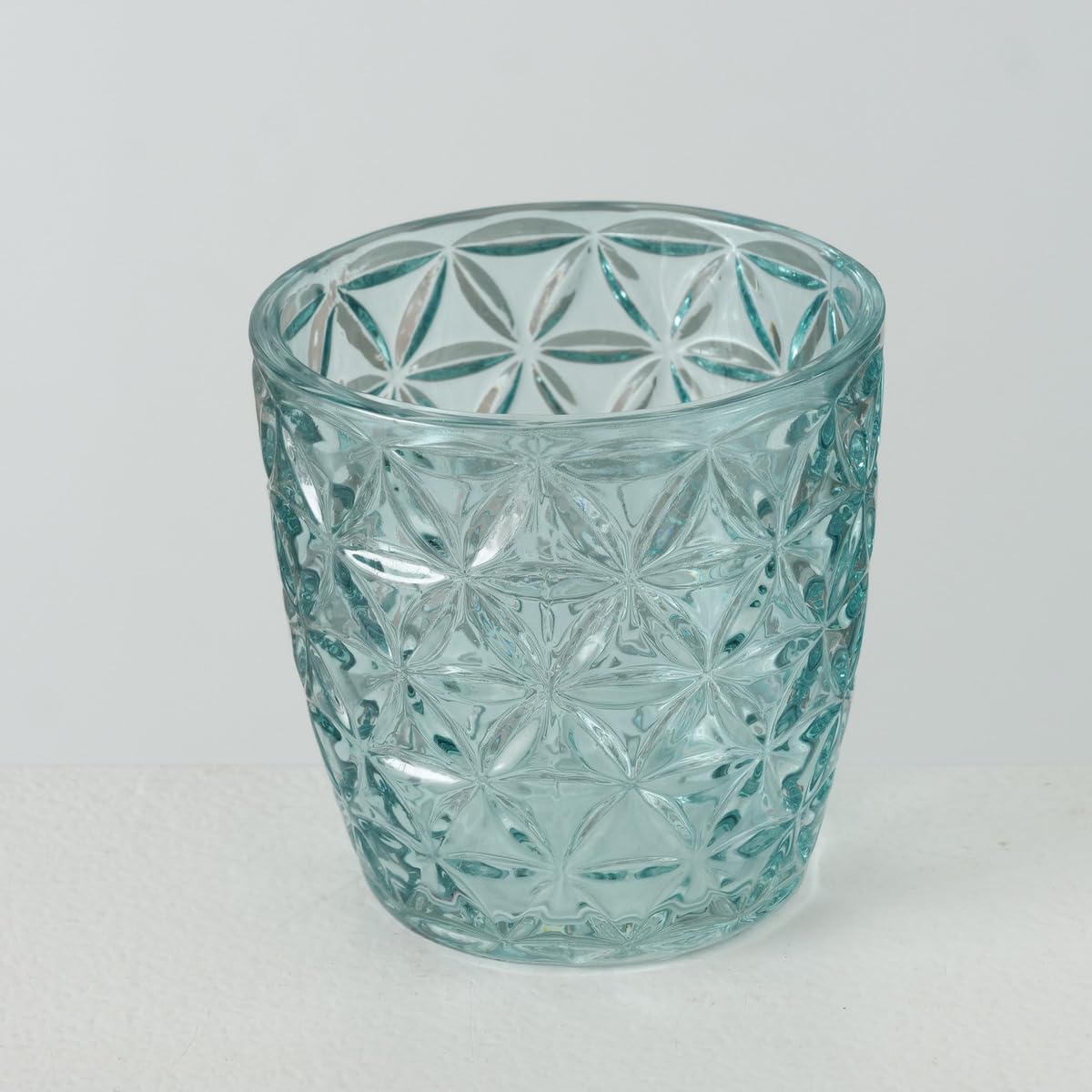 BOLTZE Marilu 2019848 - Set di 4 portacandele (Blu, Bicchieri Decorativi per Candele/lumini, Ø 8 cm, Diversi Motivi, Forma Rotonda, portacandela)