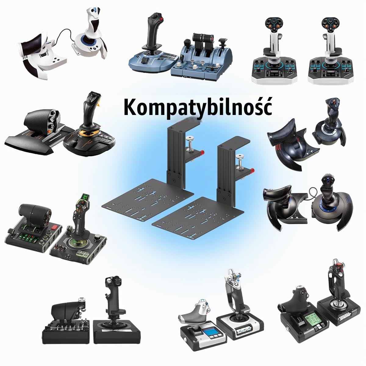 Uniwersalny uchwyt biurkowy，Kompatybilne z Logitech X56, X55, X52, X52 PRO, Thrustmaster Sol-R2 HOSAS, Farmstick, T-Flight Hotas One, T-Flight Hotas 4