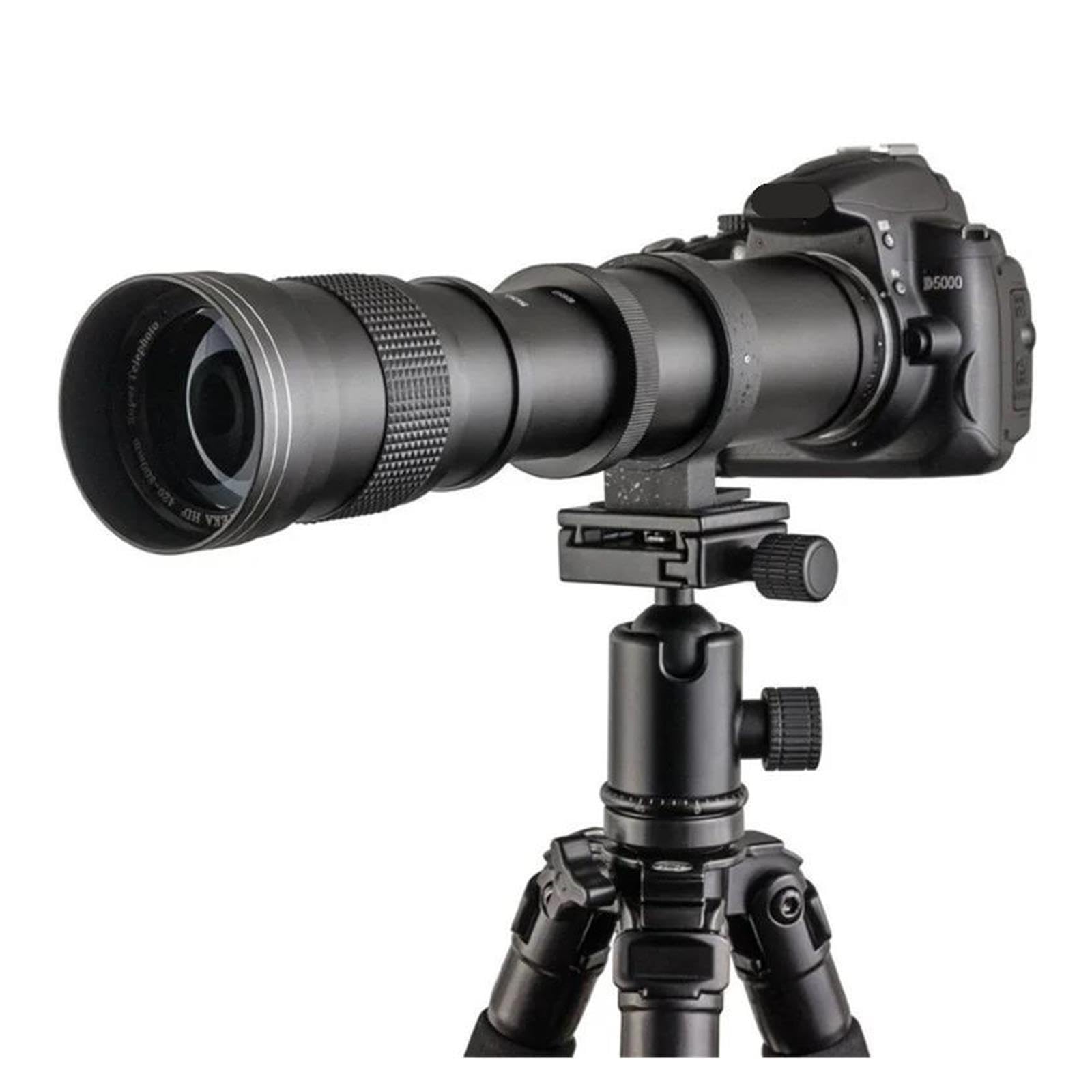 Obiettivo teleobiettivo 420-1600mm 800mm F8.3, compatibile con Nikon | D3100 D3200 D3400 D5500; obiettivo zoom manuale, filtro 67mm, F16, 8 lamelle, full frame