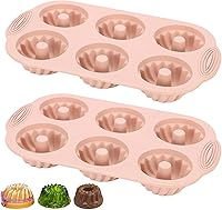 Vista 1 de Jello Molds - 2 moldes de silicona para tartas de tubo estriado, 6 cavidades Heritage, molde de silicona para hornear moldes antiadherentes (rosa)