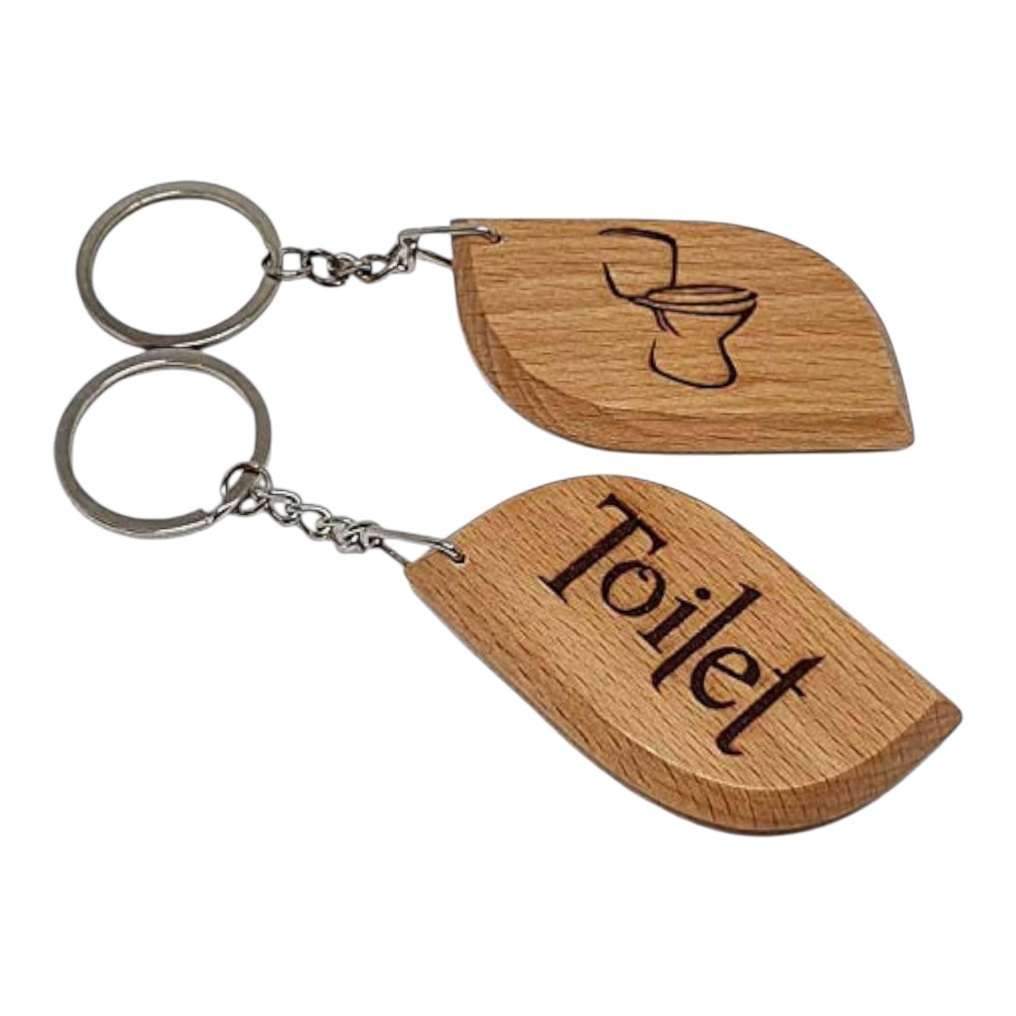 S M Gift Shop TOILET Engraved Wooden Keyring Keychain Key Ring