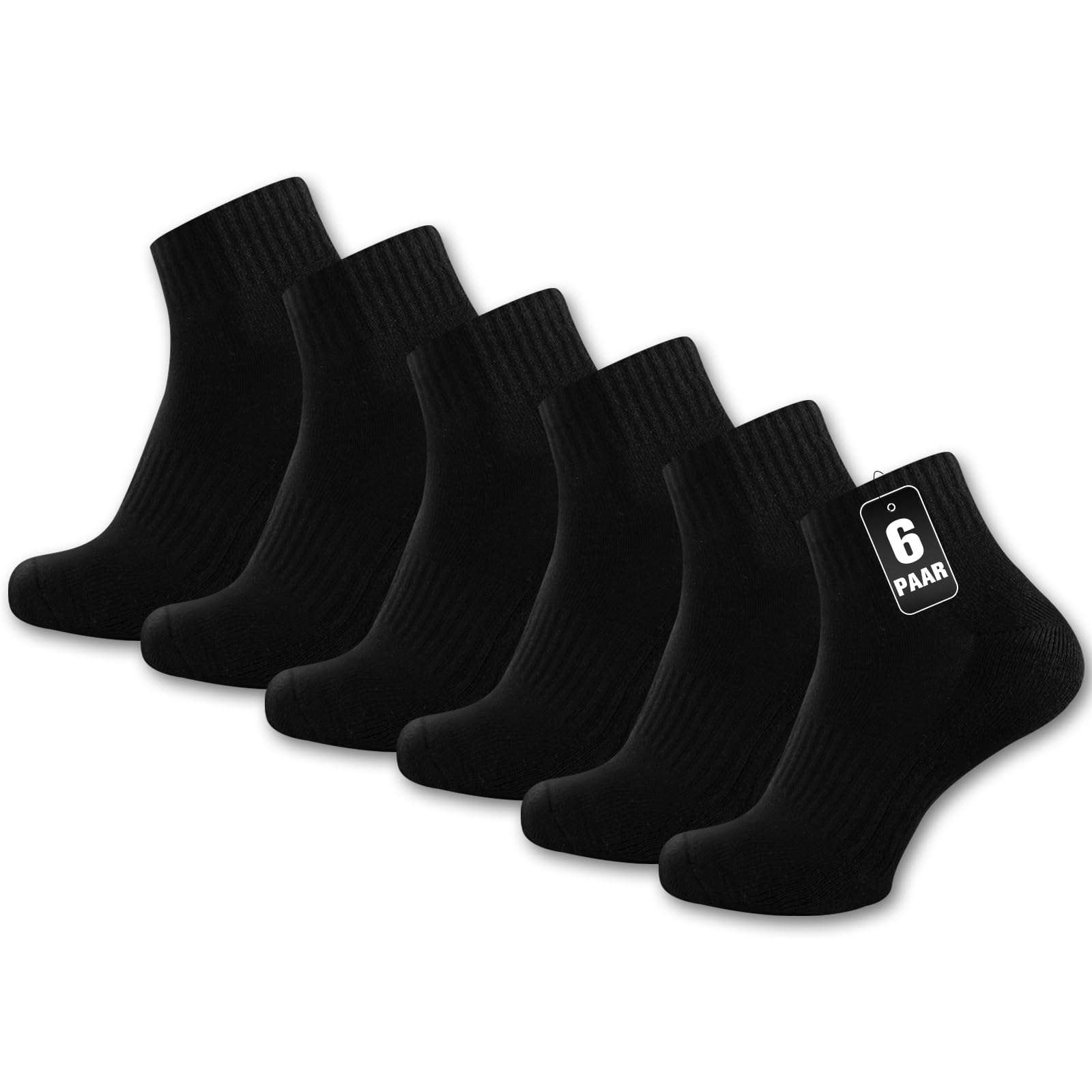 EconioSocken Sneaker Socken Herren Damen，Baumwolle Sportsocken Laufsocken, Atmungsaktive Quarter Kurze Socken，Halbsocken Gepolstert mit Frotteesohle 6/10 Paar