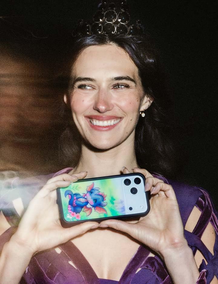 Image of Wildflower Cases - Compatible with iPhone 16 Pro Max | Protective Black Bumper, 4ft Drop Test Certified, Women Owned Small Business | Fantasy Castle Cute Purple | Precious Moments - Dragon Dreams