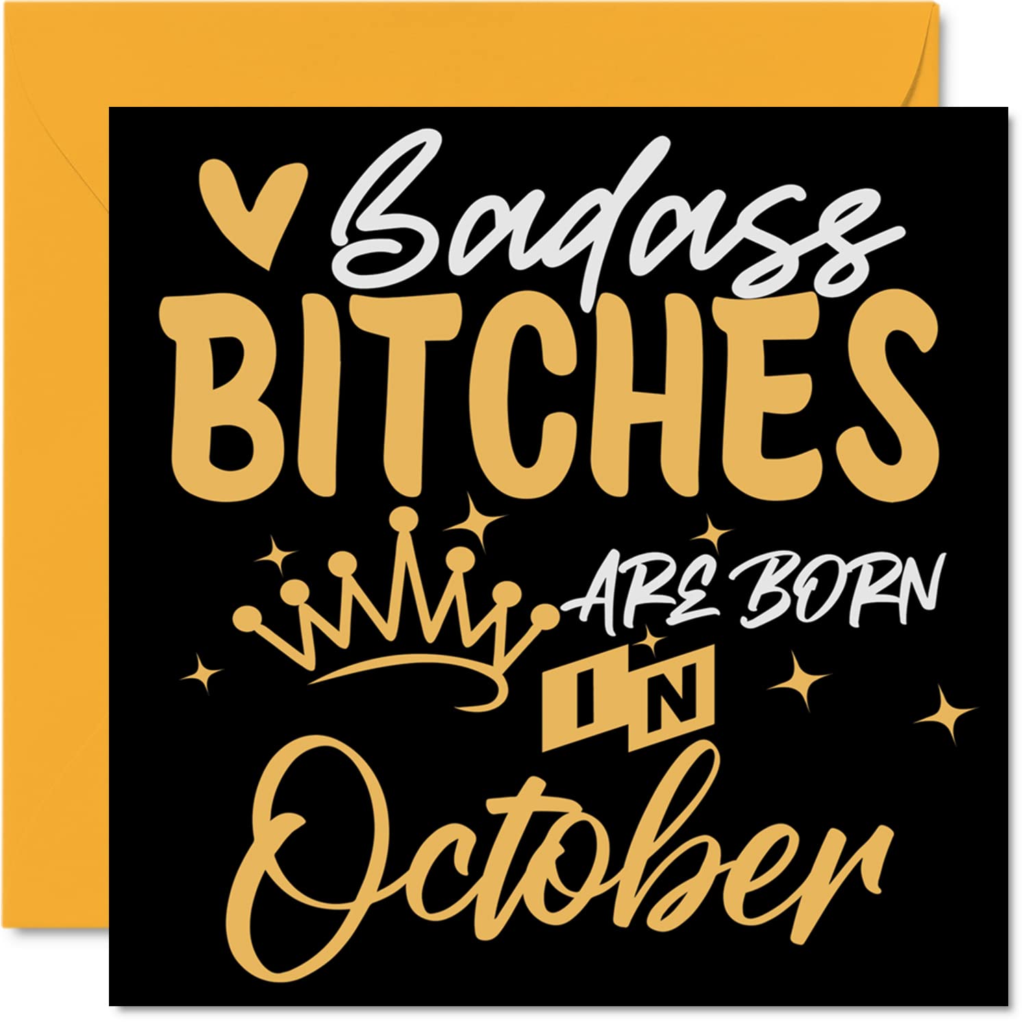 Funny Birthday Cards for Women Her - Badass Bitches Are Born In October - Happy Birthday Cards for Friend Girlfriend Wife Daughter Sister Auntie Mum Granny, 145mm Humour Greeting Gift