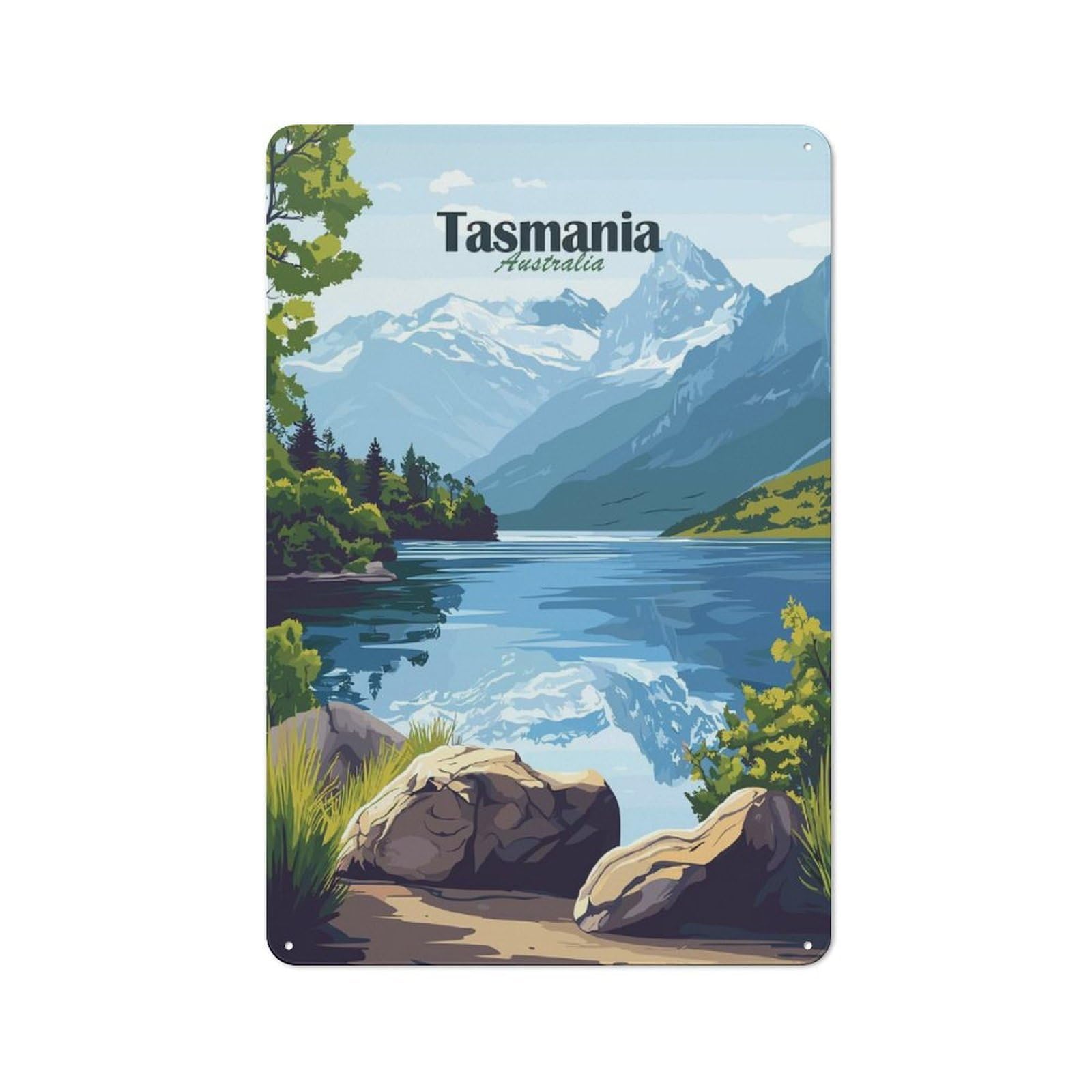 Junmoney Style-2 Tasmania Landscape(2) Retro Metal Sign 30X20cm For Garage Or Workshop, With Clear Retro Wall Decor Character