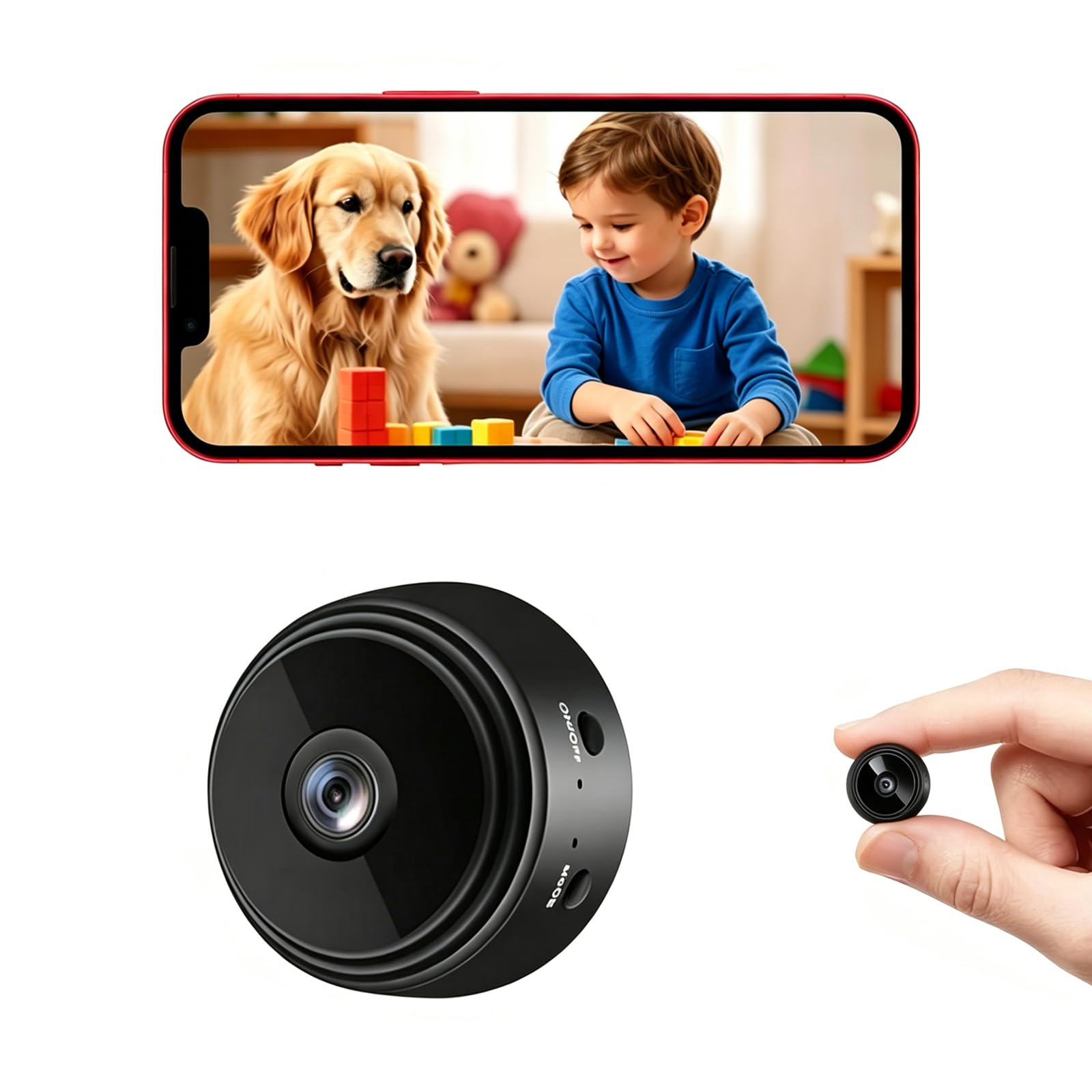 Photo 1 of X W EI UNION Small Spy Camera Room Camera WiFi Home Security Camera Mini Hidden Camera Video Recorder Night Vision Live Feed Playback Phone App Control, 2 Packs
