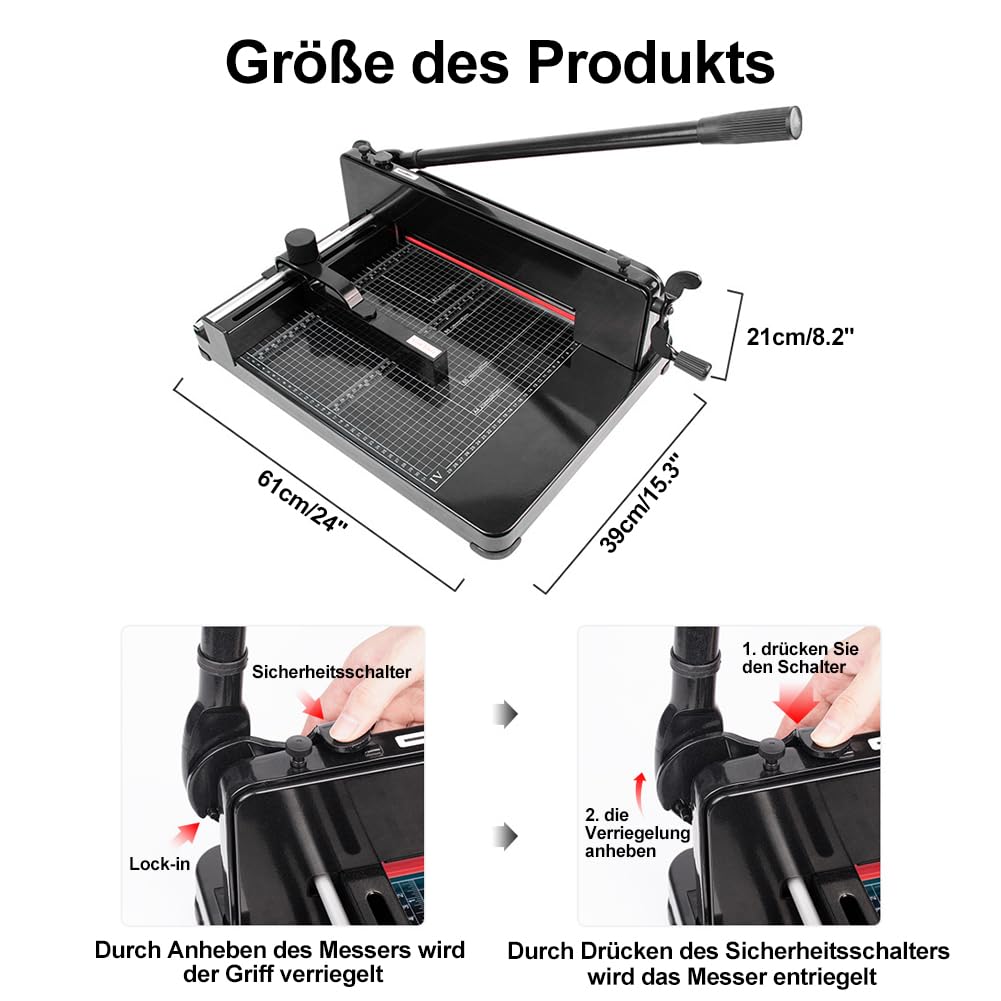 Taglierina impilabile professionale A4, ghigliottina, 400 fogli, taglierina impilabile Heavy Duty con doppia protezione di sicurezza per tagliare carta, pelle, PVC, tessuto non tessuto