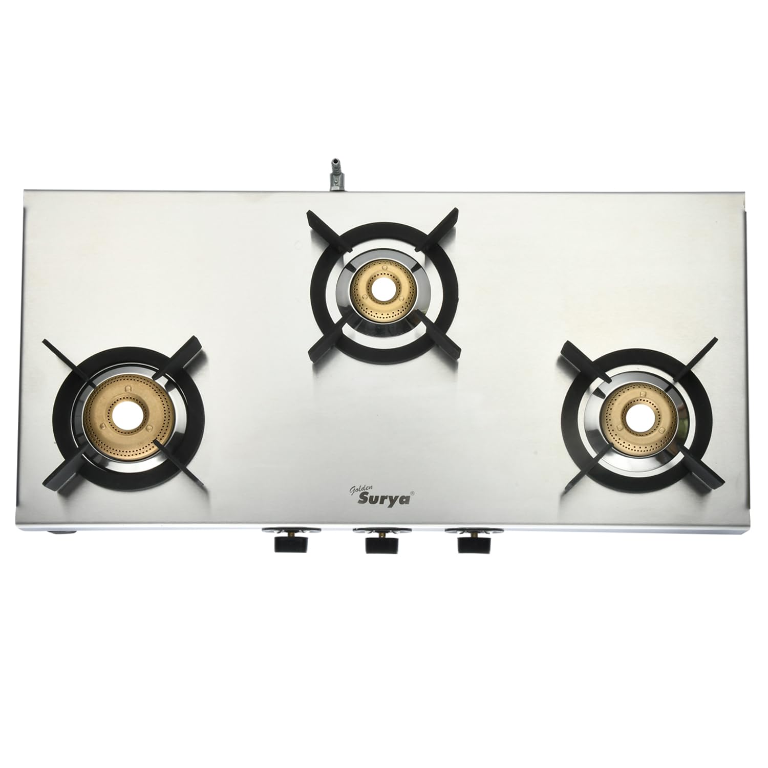 GOLDEN SURYA Heavy Forged Brass 3 Burner Manual Ignition Gas Stove | Premium Stainless Steel Body-ISI certified - 18 Months Warranty | 3 Burner Gas Stove (FORGED 3 BURNER)-image-38