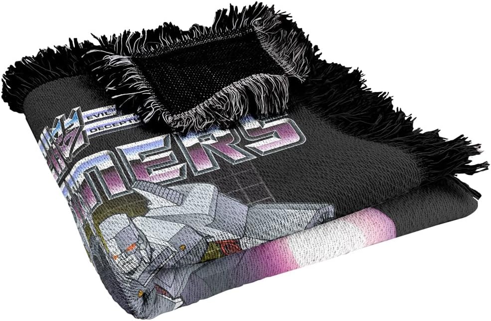 LOGOVISION Transformers Blanket, 50"x60" Megatron Woven Tapestry Cotton Blend Fringed Throw