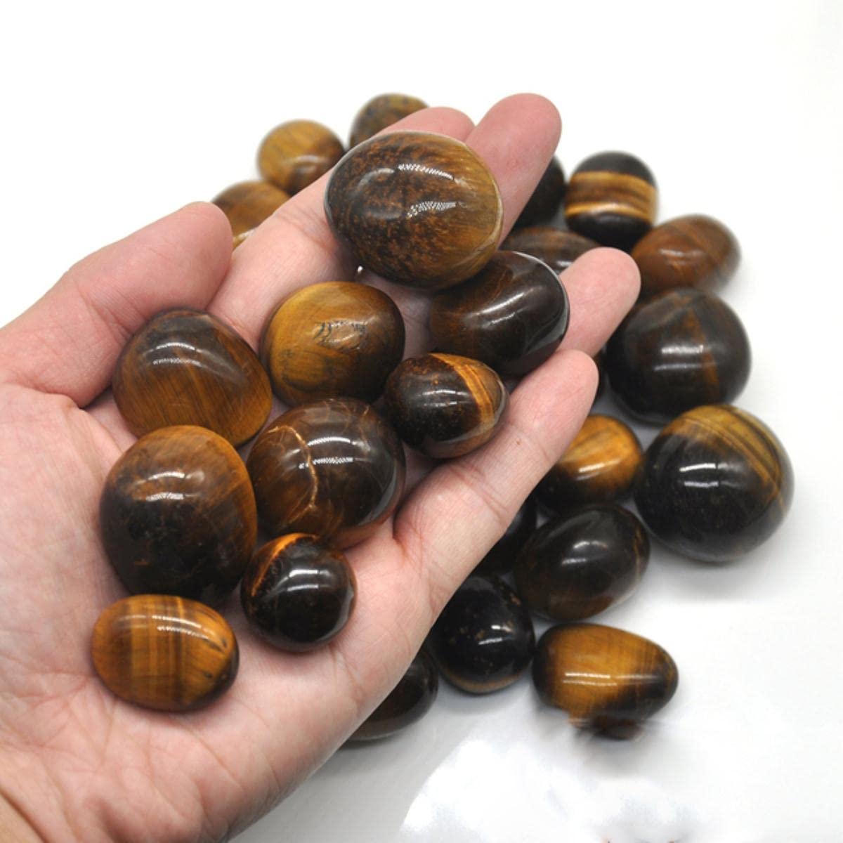 Crystal Healing Pietra di Ghiaia burattata lucidata Gemme minerali Gemma Decorazione per Acquario Grezzo-Occhio di Tigre R,500g