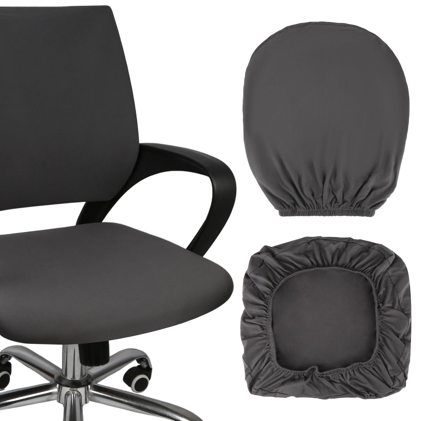Office Chair Cover, Dark Grey Washable Office Chair Cover, Stretch Office Chair Cover, Suitable for Most Office Chairs 15-19 Inches (Cover