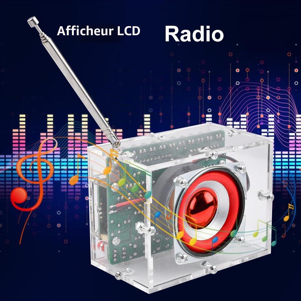 Heemol Kit de soudure électronique DIY - Radio numérique - 87-108 MHz - Module radio DIY - Avec écran LCD - Pour l'apprentissage de la soudure