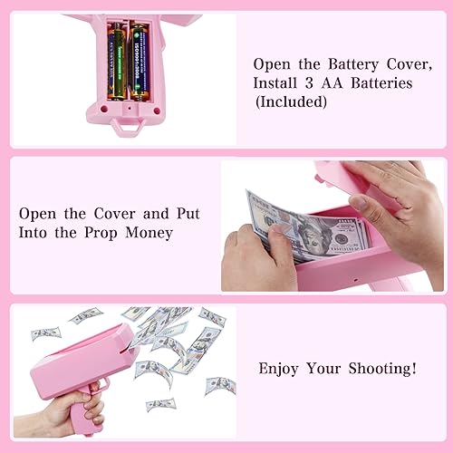 Miniatura 3 de Pistola de dinero, pistola de juego de simulación, dispensador de papel, pistola falsa para fiesta de cumpleaños
