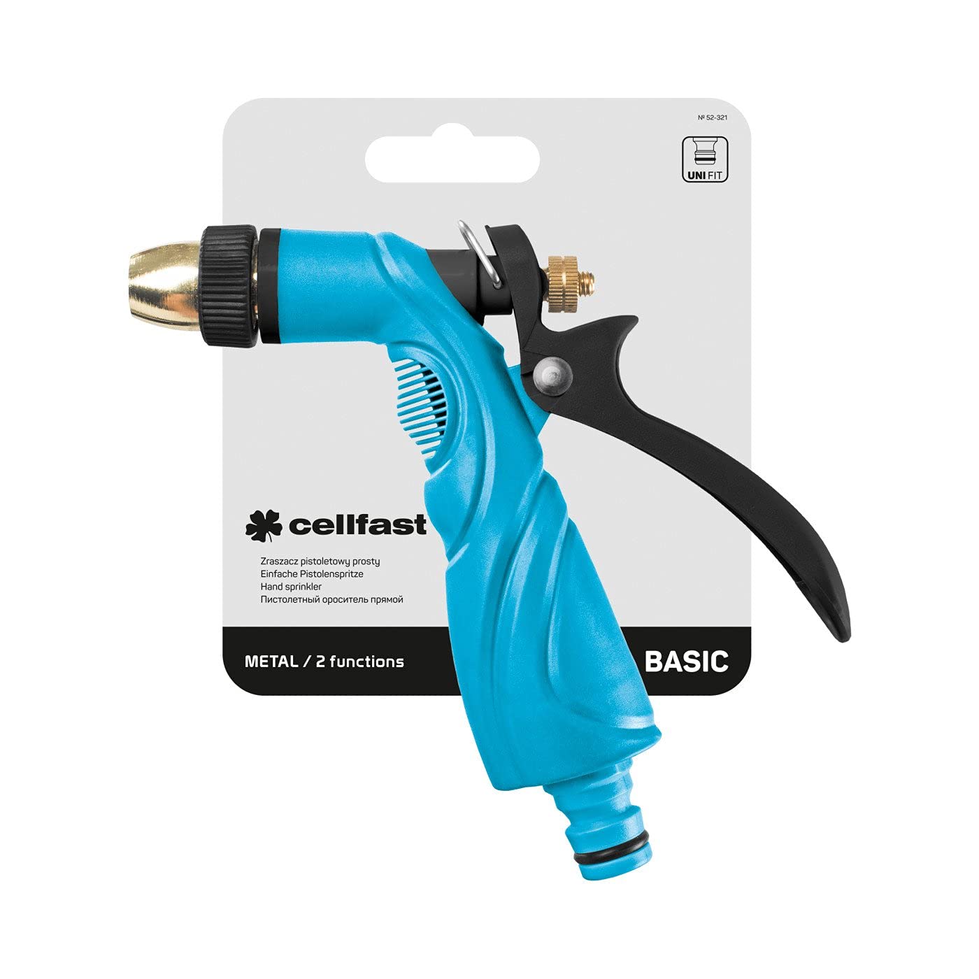 Cellfast 2-function Hand Sprinkler BASIC, Plastic and Metal, Delicate Mist/Strong Jet, 52-321, Blue, 10 Funktionen - Image 2