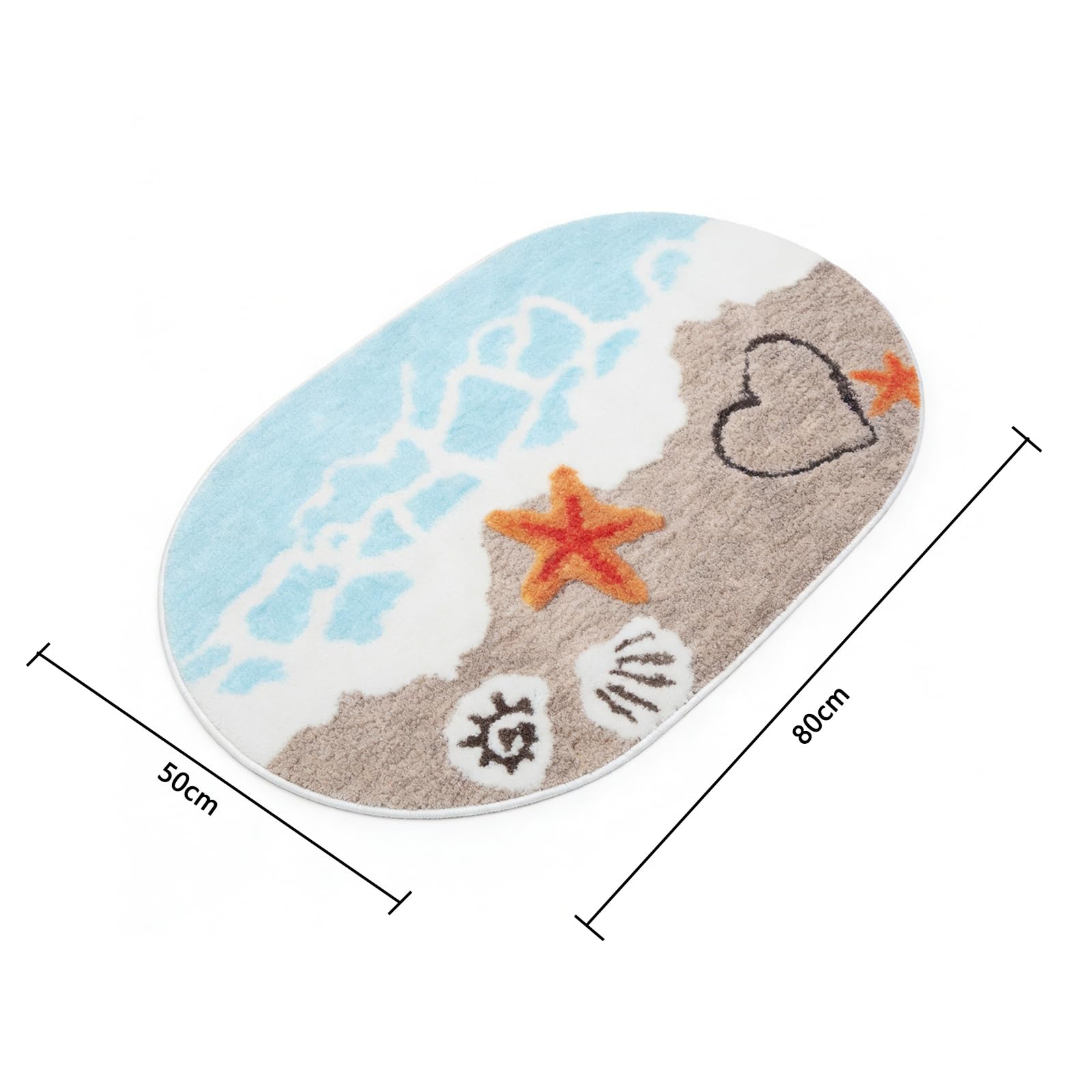 Antypoślizgowa mata łazienkowa 50 x 80 cm – miękki, puszysty dywanik łazienkowy z wzorem na lato, plażę, antypoślizgowa mata łazienkowa, nadaje się do prania, antypoślizgowy dywanik do
